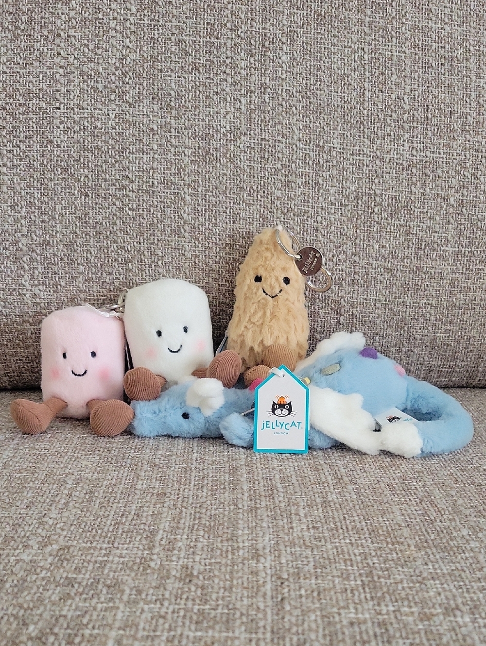Jellycat Bag Charm Set - Peanut, Marshmallows, Sky Dragon